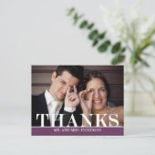 Bold danke Hochzeit Dankeschön Card Postkarte (Stehend Vorderseite)