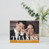 Bold danke Hochzeit Dankeschön Card Postkarte (Stehend Vorderseite)