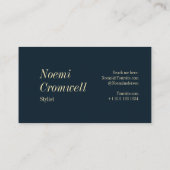 Bold Dark Blue Stylish Monogram Luxury Visitenkarte (Rückseite)