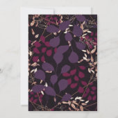 Bold Dark Floral Lila Berry Bronze Wedding Einladung (Rückseite)