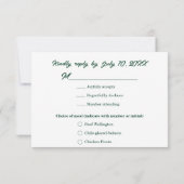 Bold Dark Green Red Floral Textile Wedding Meal RSVP Karte (Rückseite)