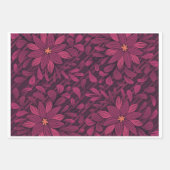 Bold Dark Magenta Floral Pattern Wrapping Paper Geschenkpapier Set (Vorderseite 2)