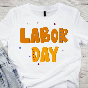 Bold Dark Orange Labour Day T-Shirt