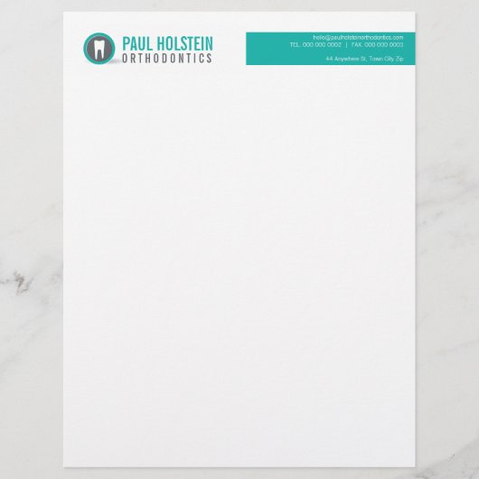 BOLD DENTIST LETTERHEAD: moderne Zahnlogo-Jade Briefbogen (Vorderseite)