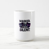 Bold Digital Art with Three Stylized Masks and "Ma Kaffeetasse (Mittel)