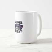Bold Digital Art with Three Stylized Masks and "Ma Kaffeetasse (VorderseiteRechts)