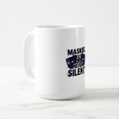 Bold Digital Art with Three Stylized Masks and "Ma Kaffeetasse (Vorderseite Links)