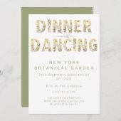 Bold Dinner & Dancing Empfang Floral Wedding Einladung (Vorne/Hinten)
