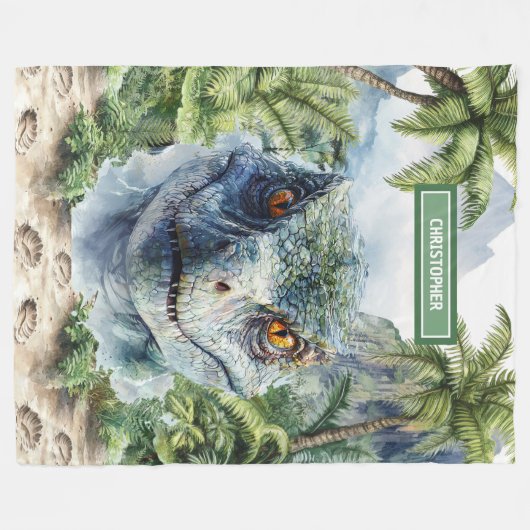 Bold Dinosaurier Blanket Personalisiert mit Boy Na Fleecedecke (Vorderseite (Horizontal))