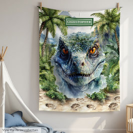 Bold Dinosaurier Blanket Personalisiert mit Boy Na Fleecedecke
