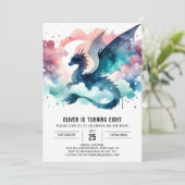 Bold Dragon Birthday Anpassbar Einladung (Stehend Vorderseite)