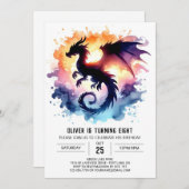 Bold Dragon Birthday Digital Einladung (Vorne/Hinten)