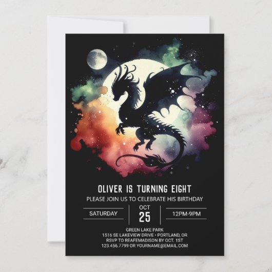 Bold Dragon Birthday Editable Einladung (Vorderseite)