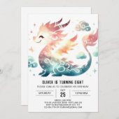 Bold Dragon Birthday Printable Einladung (Vorne/Hinten)