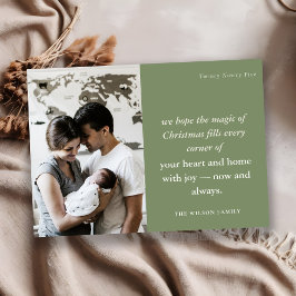 Bold Dusky Green Minimal 1 Photo Rust Christmas Feiertagskarte