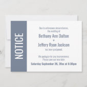 Bold Dusty Blue Notice, Postponed Wedding Card Einladung (Vorderseite)