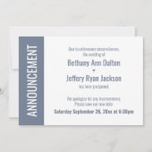 Bold Dusty Blue Postponed Wedding Announcement Einladung (Vorderseite)