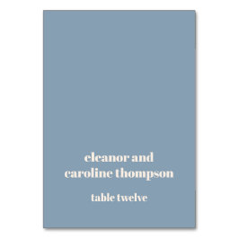 Bold Dusty Blue Retro Custom Wedding Platzkarte Tischnummer