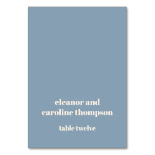 Bold Dusty Blue Retro Custom Wedding Platzkarte Tischnummer