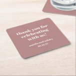 Bold Dusty Rose Retro Custom Wedding Vielen Dank Rechteckiger Pappuntersetzer<br><div class="desc">Kühne Minimalistische Dusty-Rose Fall Retro Simple Custom Wedding Danke Square Paper Untersetzer</div>