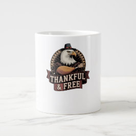 Bold Eagle Head Thankful & Free Vintage Graphic Jumbo-Tasse