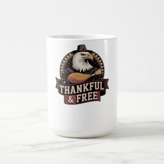 Bold Eagle Head Thankful & Free Vintage Graphic Kaffeetasse (Mittel)