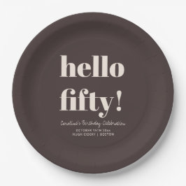 Bold Earthy Brown Modern 50th Birthday Custom Pappteller