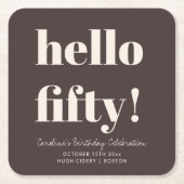 Bold Earthy Brown Modern 50th Birthday Custom Rechteckiger Pappuntersetzer (Vorderseite)