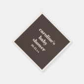Bold Earthy Brown Modern Fun Custom Baby Shower Serviette (Ecke)