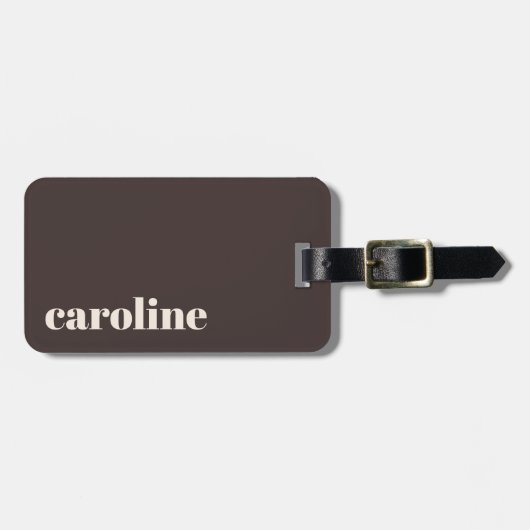 Bold Earthy Brown Modern Personalized Name Gepäckanhänger (Vorderseite horizontal)