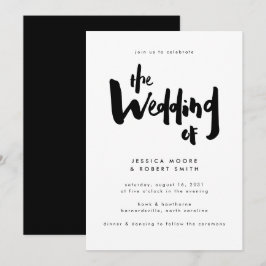 Bold Edgy Modern Black Brush Script Hochzeit Einladung