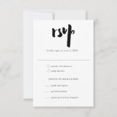 Bold Edgy Modern Black Brush Script Hochzeit RSVP Karte (Vorderseite)
