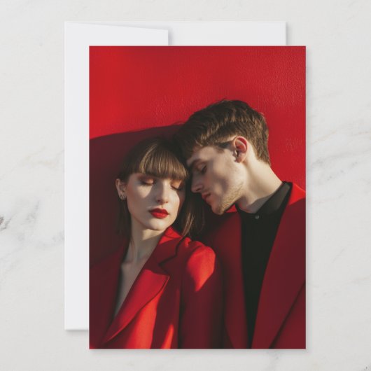 Bold Edgy Modern Red Brush Script Foto Wedding Save The Date (Rückseite)