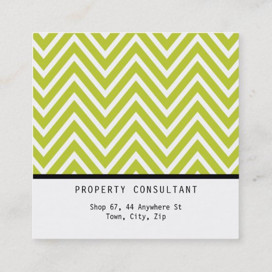BOLD EINFACH MODERN Zickzack Muster voppy Limon Quadratische Visitenkarte (Rückseite)