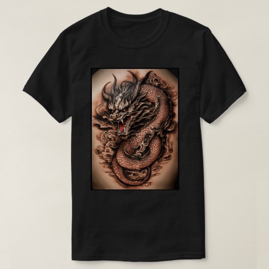 "Bold Elegance: Celtic Black Gray Dragon Tattoo" T-Shirt (Design vorne)