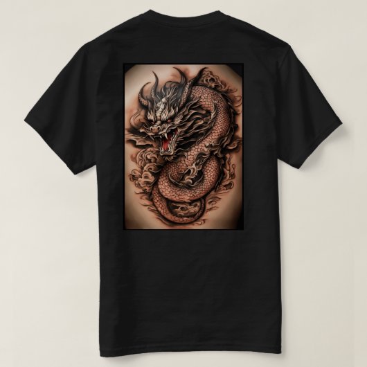"Bold Elegance: Celtic Black Gray Dragon Tattoo" T-Shirt (Design Rückseite)