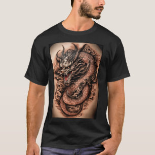 "Bold Elegance: Celtic Black Gray Dragon Tattoo" T-Shirt