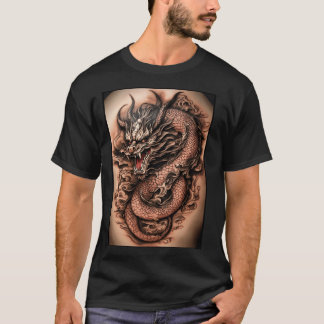 "Bold Elegance: Celtic Black Gray Dragon Tattoo" T-Shirt