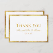 Bold Elegance Luxe Gold Edge Wedding Dankeskarte (Vorne/Hinten)