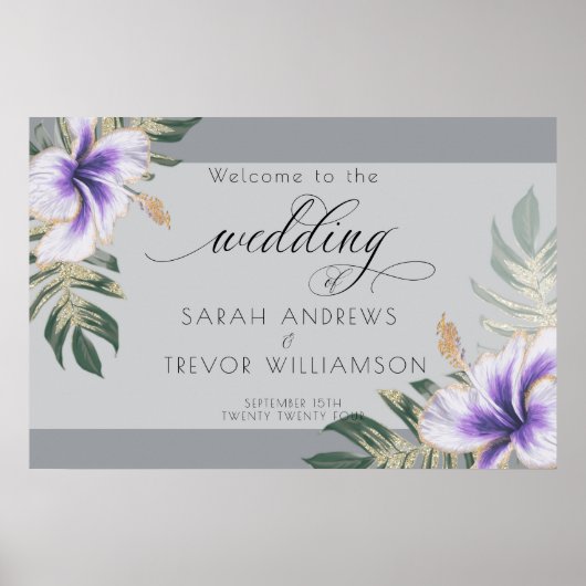 Bold Elegant Amethyst Lila Floral Poster (Vorne)