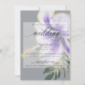 Bold Elegant Amethyst Lila Floral Wedding Einladung (Vorderseite)