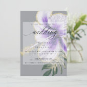 Bold Elegant Amethyst Lila Floral Wedding Einladung (Stehend Vorderseite)