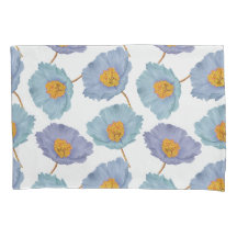 Bold Elegant Floral Watercolor Blue Poppies