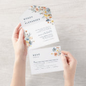 Bold Elegant Floral Wedding All In One Einladung (Abreißen)