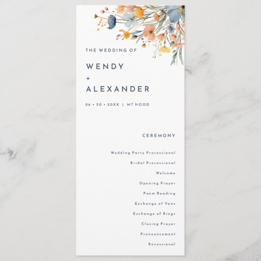 Bold Elegant Floral Wedding Flat Programm (Vorderseite)