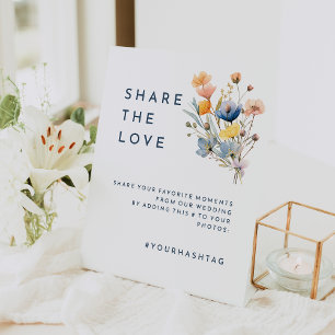 Bold Elegant Floral Wedding Hashtag Sockelschild
