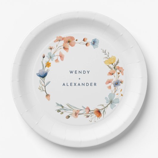 Bold Elegant Floral Wedding Pappteller (Vorderseite)