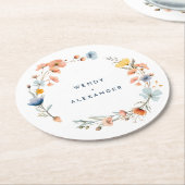 Bold Elegant Floral Wedding Runder Pappuntersetzer (Angewinkelt)