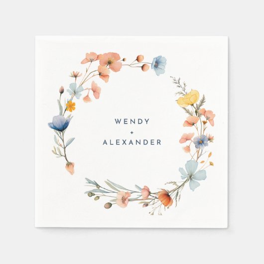 Bold Elegant Floral Wedding Serviette (Vorderseite)