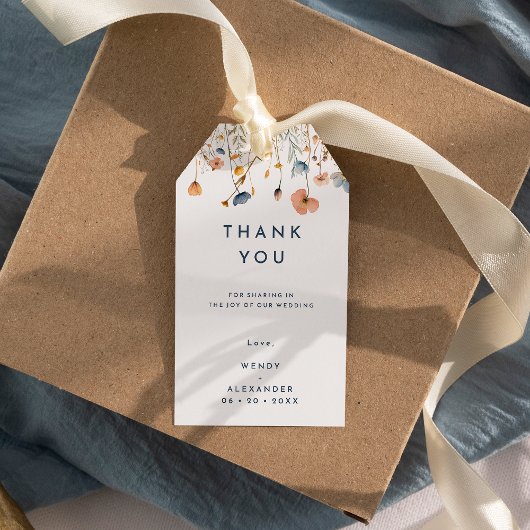 Bold elegante Floral Wedding Danke Geschenkanhänger